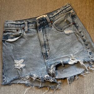 Abercrombie & Fitch Light Blue Distressed Jean Shorts Curve Love